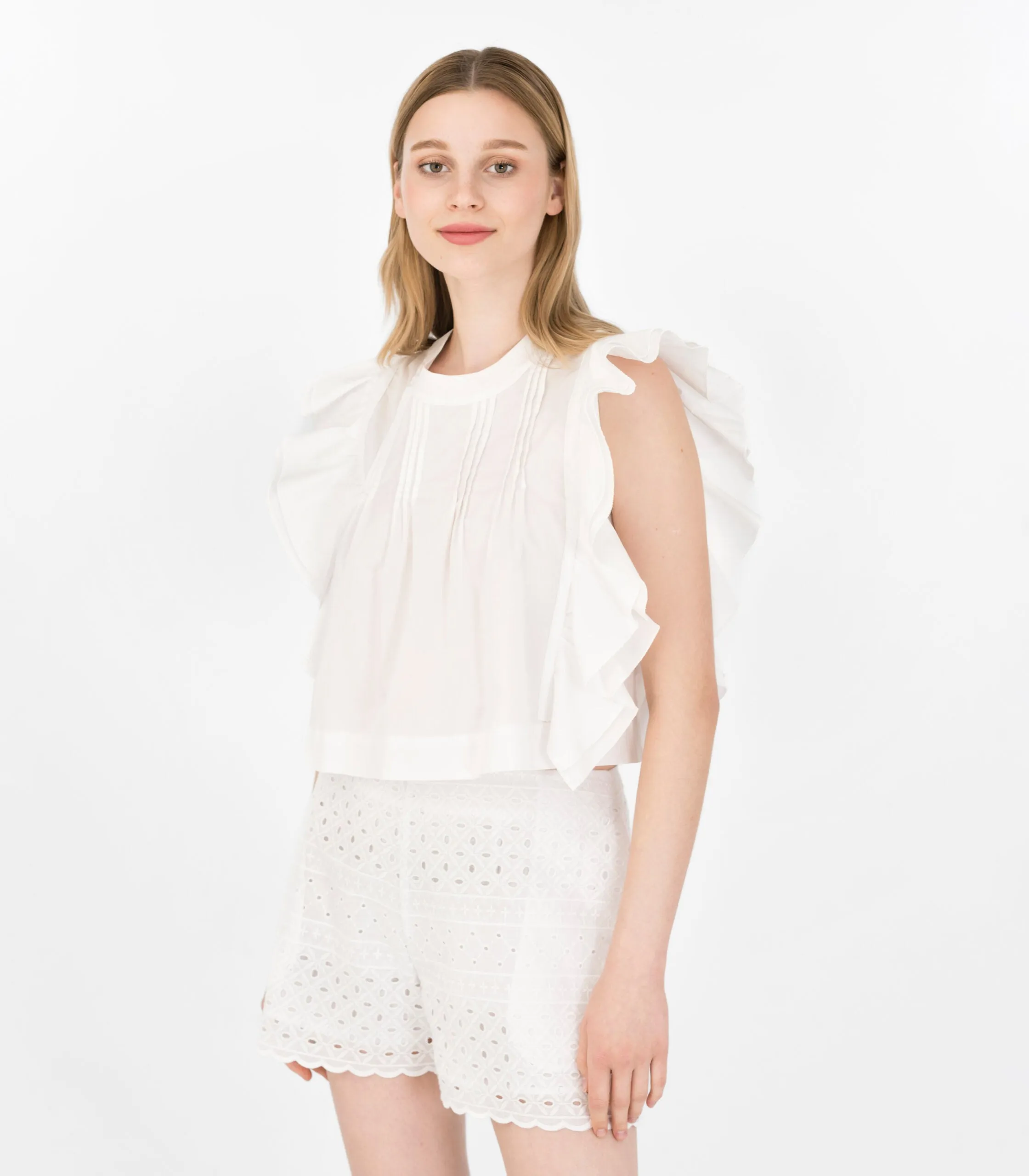 White Ruffle Top